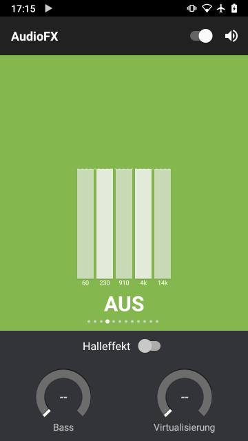 Screenshot BubbleUPnP, Lokaler Player 4, AudioFX